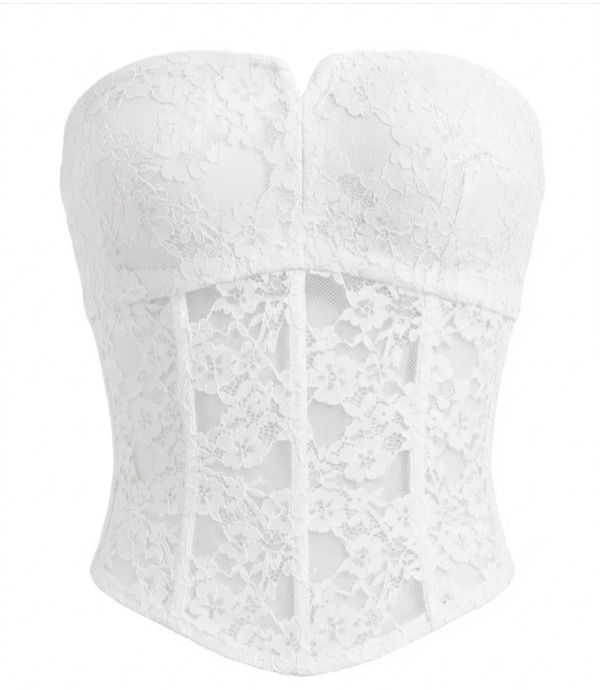 Lace Fitted Vest 02 in White